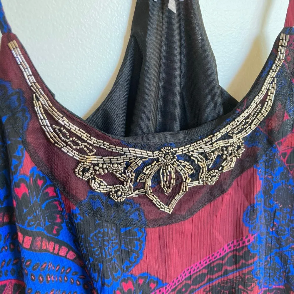 Y2K Charlotte Russe Womens L Beaded Paisley Tank Top Festival Hippie Going Out - Image 5