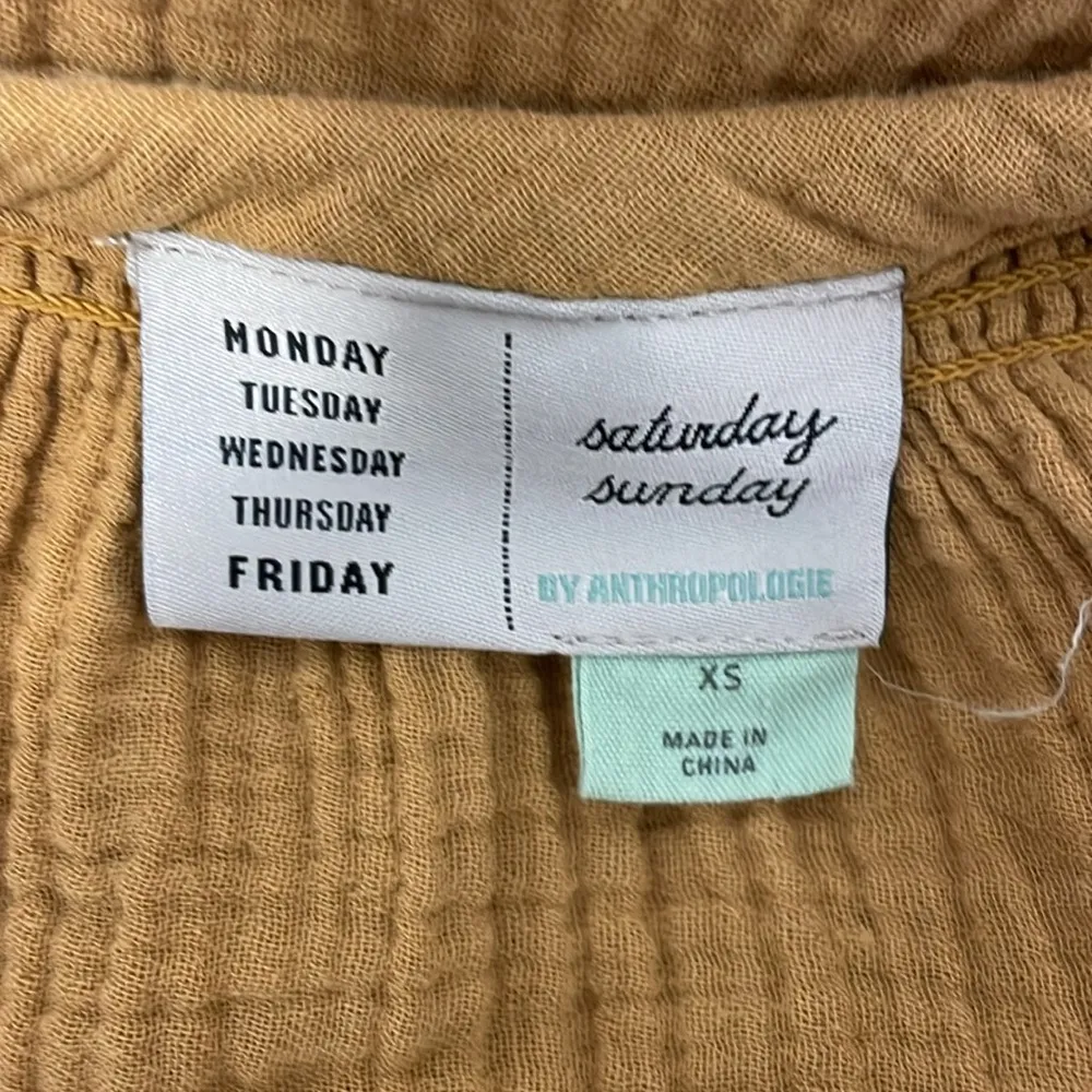 Saturday Sunday Anthropologie Golden Gauze Boho Dress - Size XS Cotton Boho Cool - Image 5
