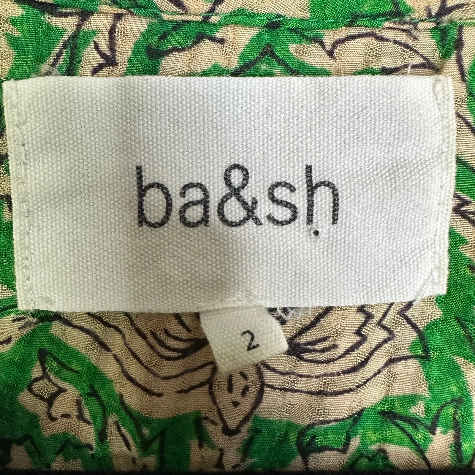 BA&SH Ba & Sh Paz Floral Printed Mini Shirt Dress In Green Women’s 2 3/4 Sleeves - Image 3