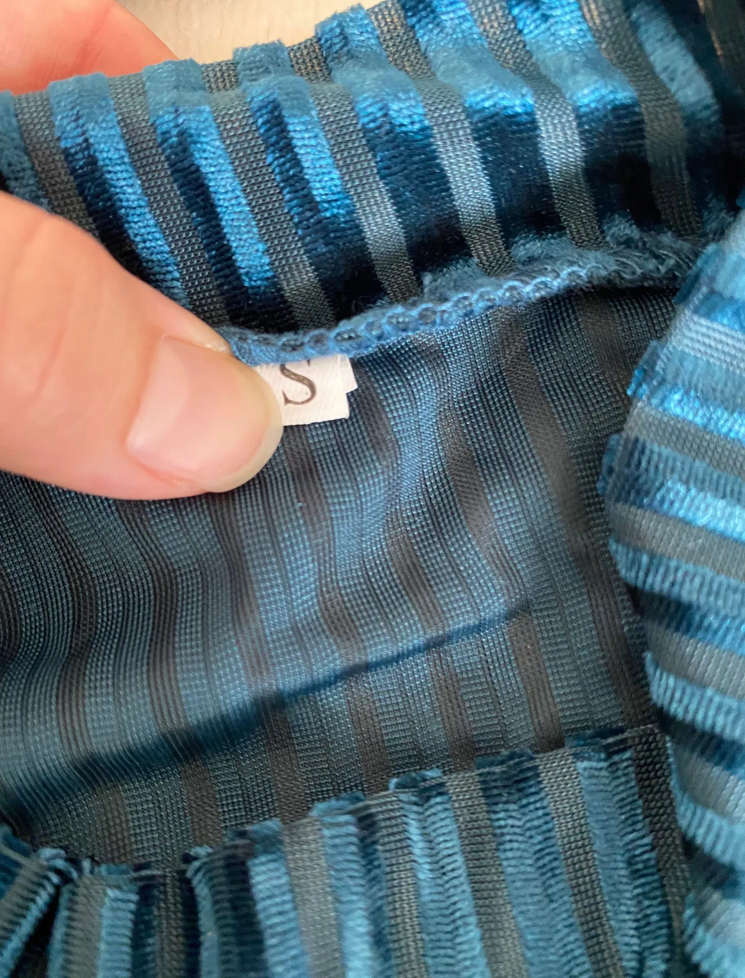 Velvet Ribbed Bodysuit Blue - Image 3