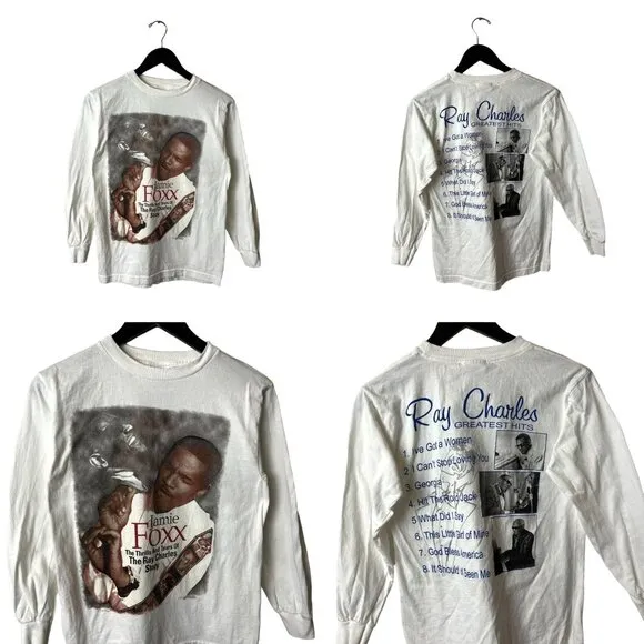 Vintage Y2K Jamie Foxx Ray Charles Story Movie Tee T Shirt White Small S Film - Image 2
