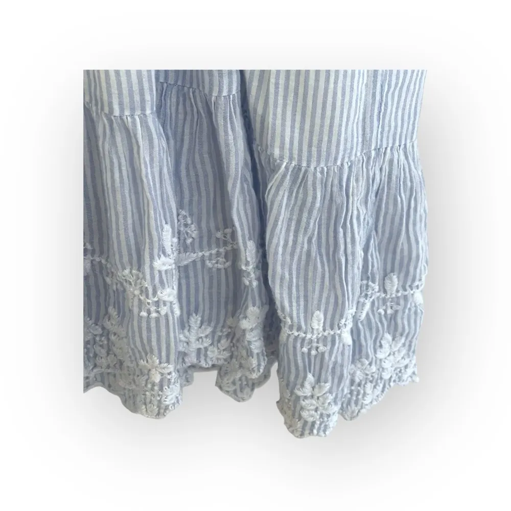 Joie ミ Floral Embroidery Lace Spaghetti Strap Sundress ミ Blue White Stripe ミ S - Image 14