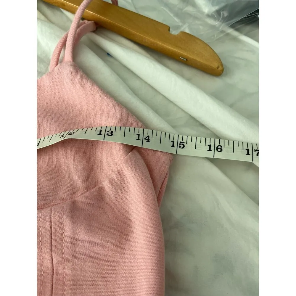 4S13NNA Michal Light Pink Sleeveless Bodycon Midi Dress With Side Slit Medium - Image 7