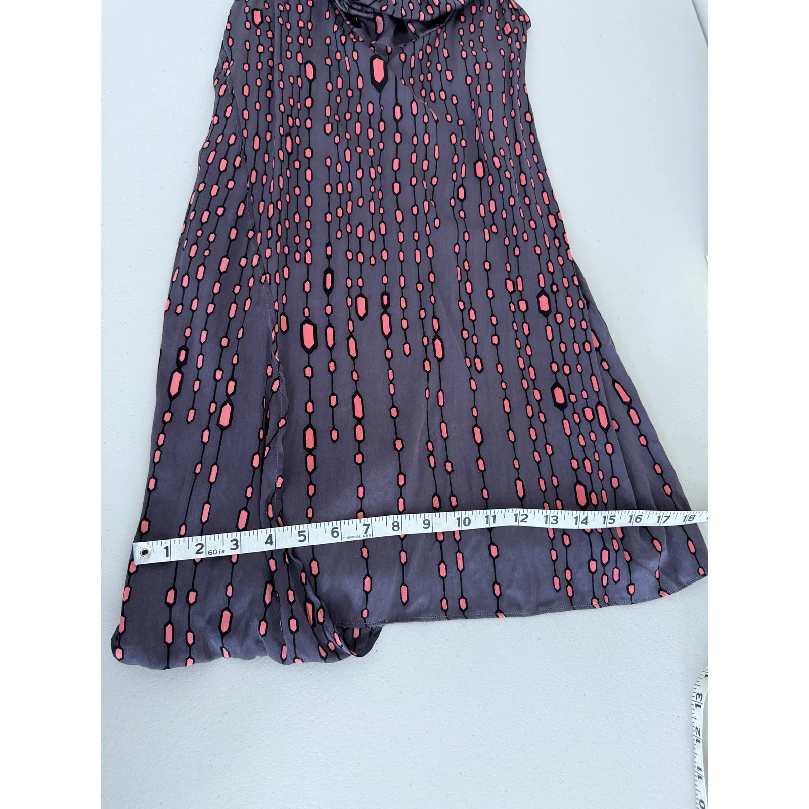 Anthropologie Twinkle Wenlan Gray Pink Silk Cowl Neck Twee Short Mini Dress S - Image 9