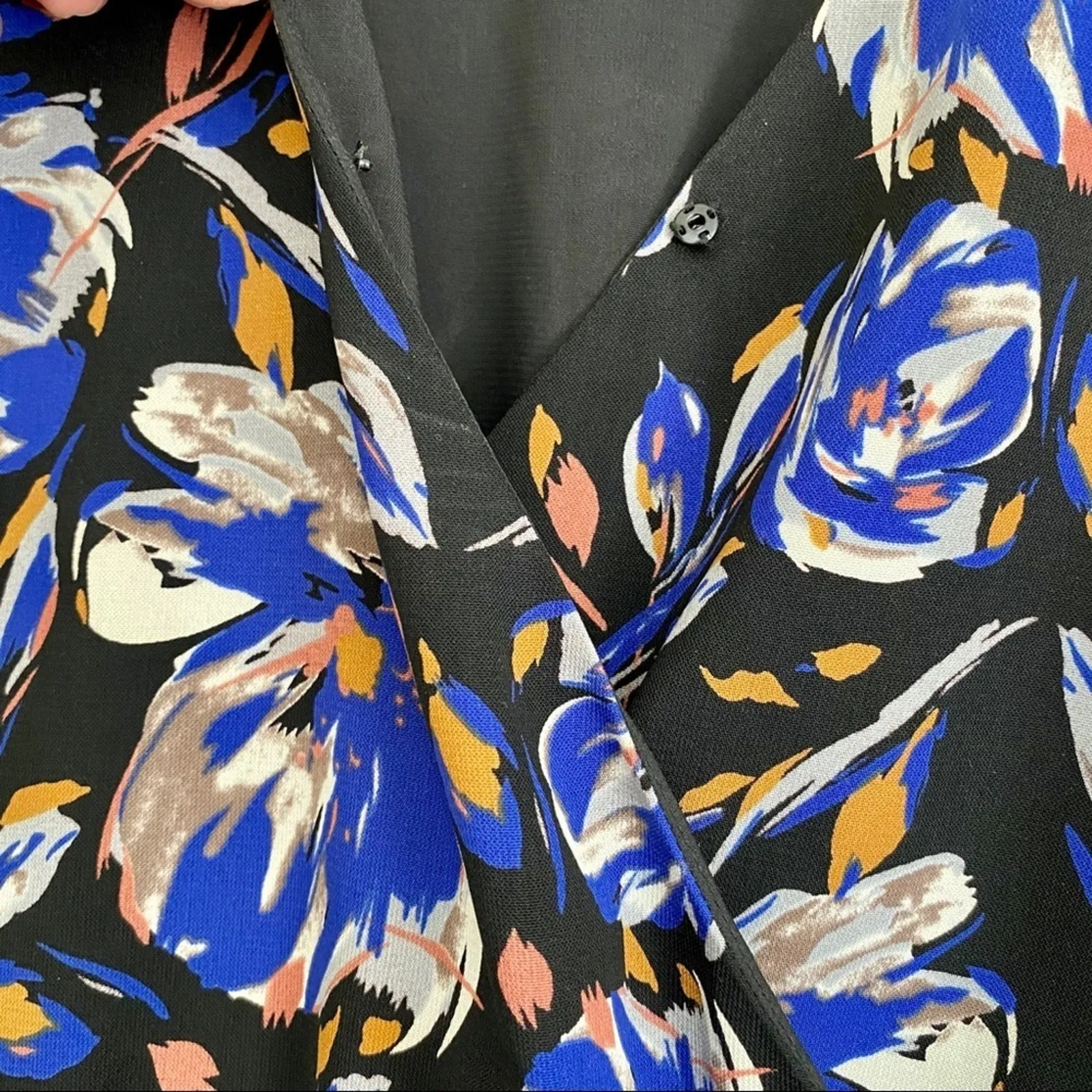 Skies are Blue dress women's M floral faux wrap knee length long sleeve shift - Image 5