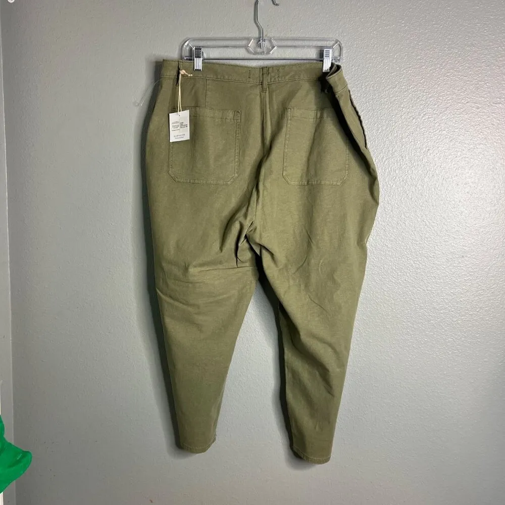 Lila Ryan Stretch Linen Pants Women's 18W Green Martina Straight Capri Ankle NWT - Image 7