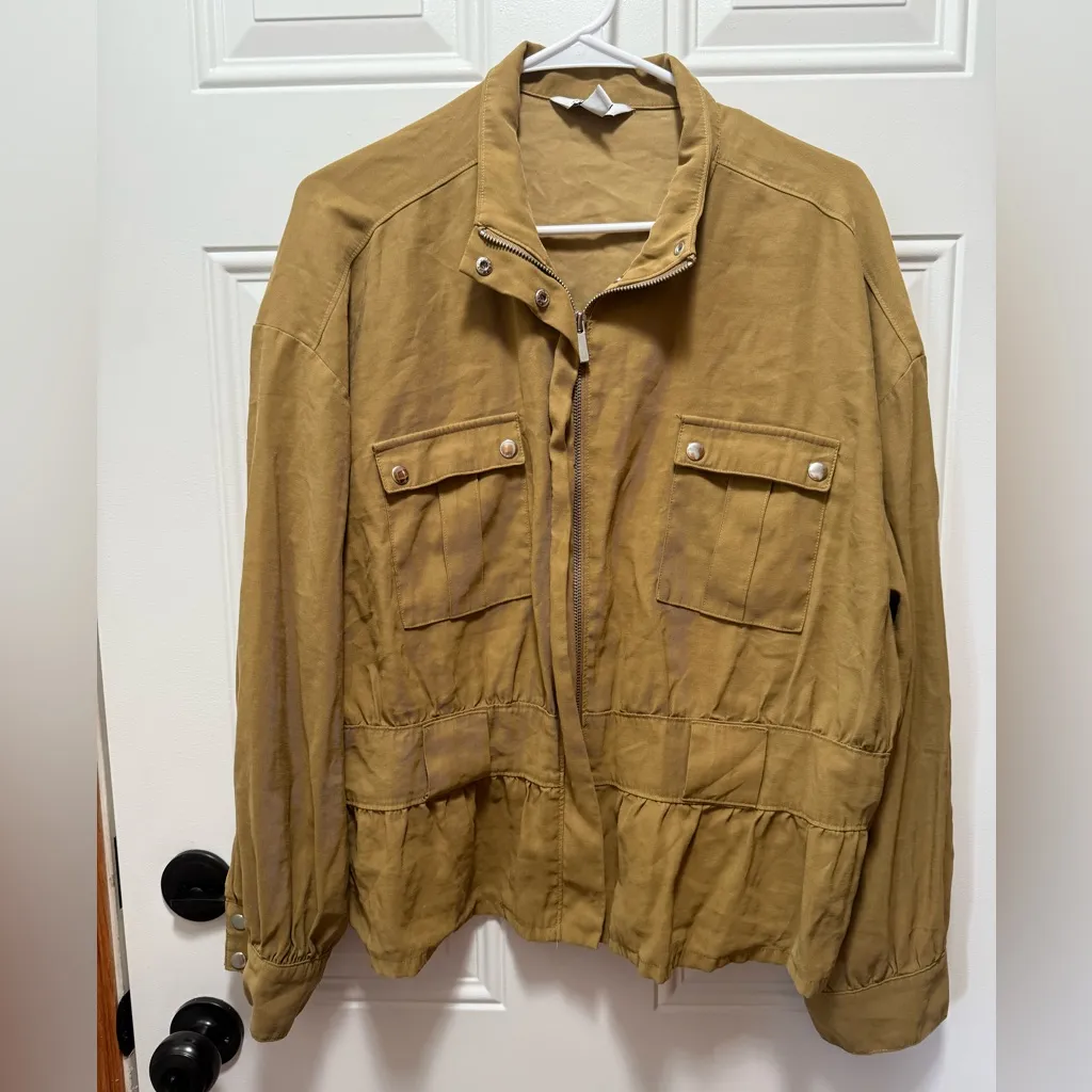 Nine West Utility Safari Jacket Tan Soft Peplum XL NO BELT - Image 2