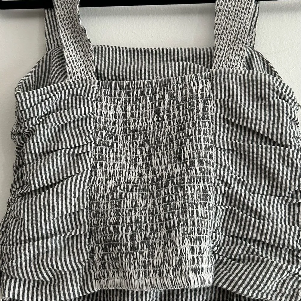 Anthropologie Pilcro Seersucker Stripe Ruched Square Neck Tank Top Size Small - Image 6