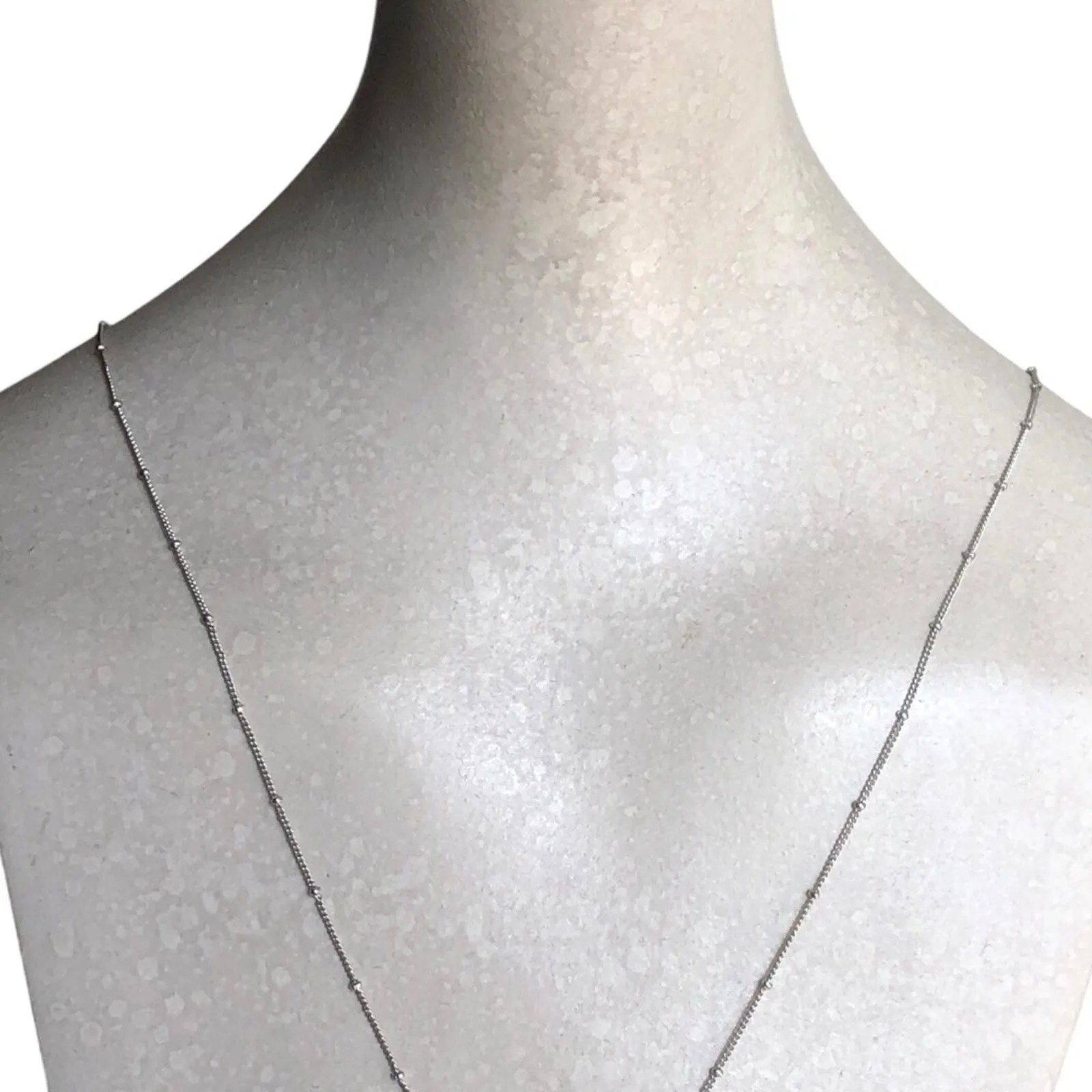 Classic Timeless Silver Plated Small Beads Cubic Zirconia Bar Pendant Necklace - Image 5