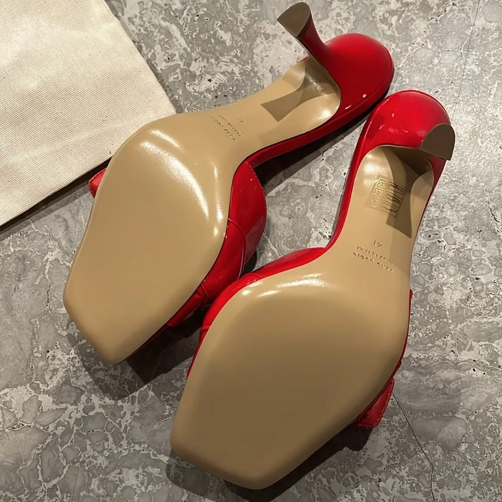 Gia Borghini Alodie Patent Leather Mules/Sandals in Red Size 41 NEW +DustBag - Image 13