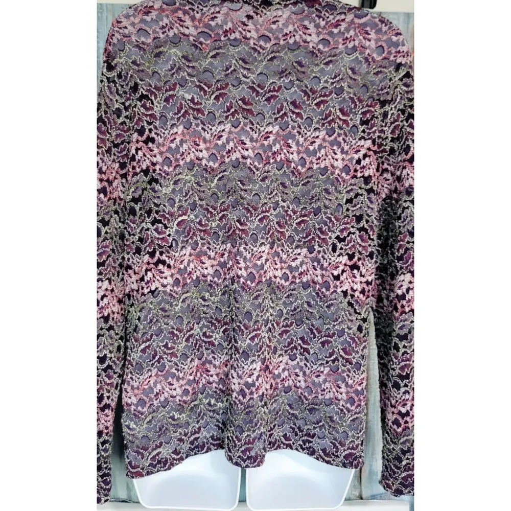Fashion Bug multi-tone sheer lace top with faux button up jacket sz S/M - Image 3