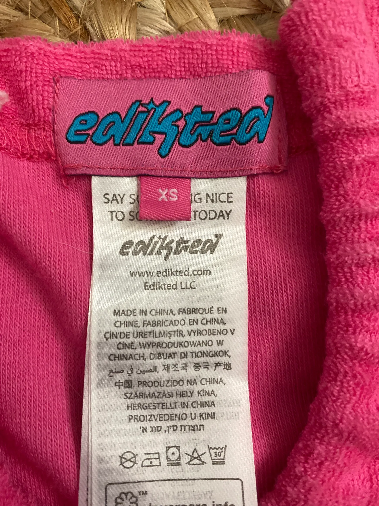 Edikted Pink Tilly Terry Crop Top - Image 3