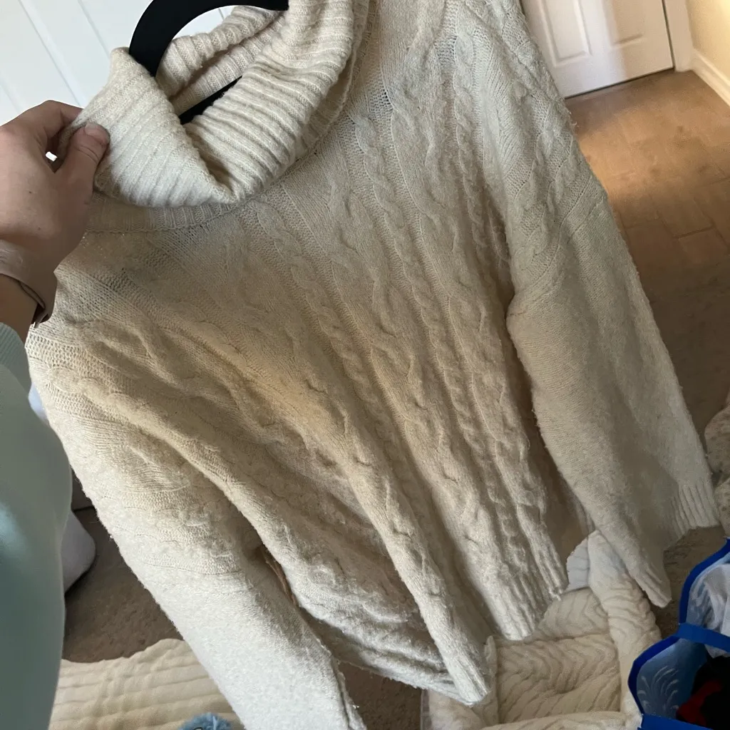 Olive & Oak Cream Cable Knit Turtleneck Sweater - Image 5