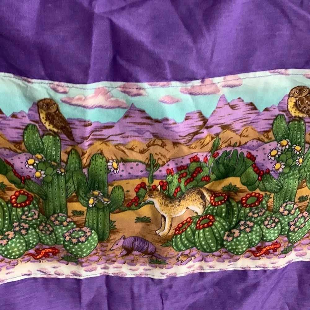 Vintage Coyotes & Owl Print Vest OS Purple Size L - Image 5