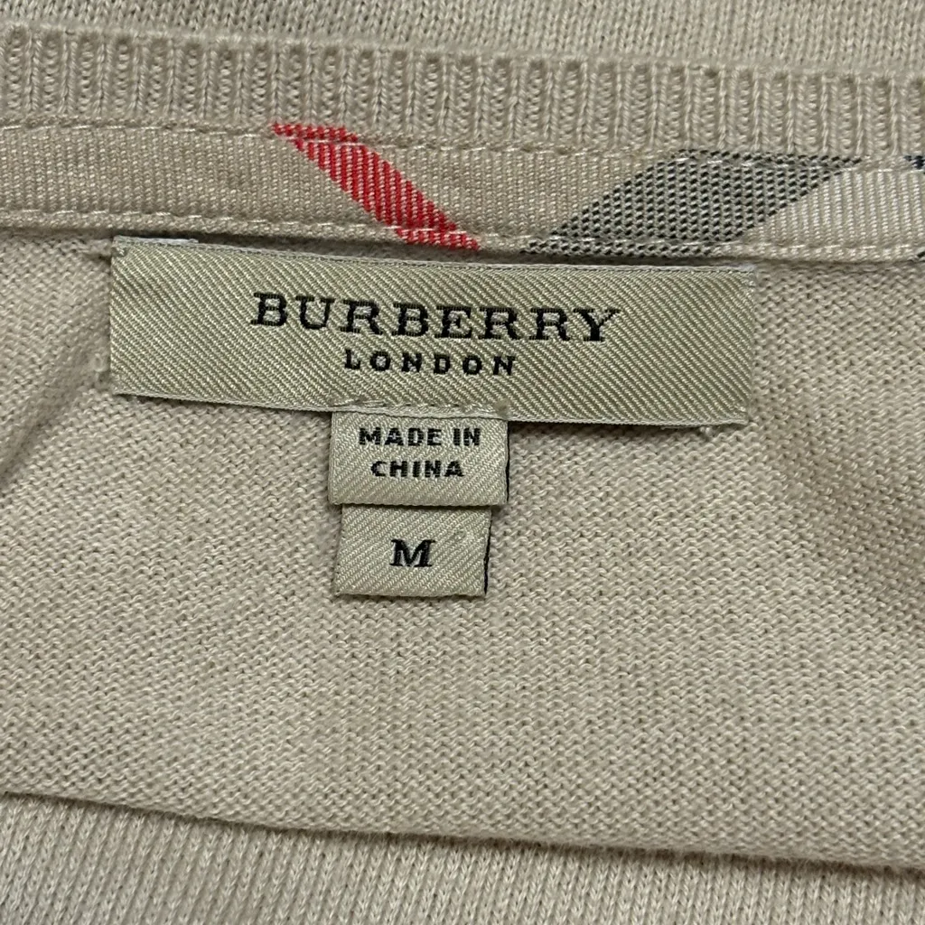 Burberry Classic Tan V-Neck Sweater size Medium - Image 6