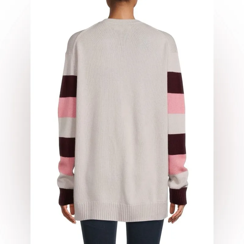 Chinti & Parker Verona Wool & Cashmere Blend Cardigan Small pre owned stripe Gray - Image 3