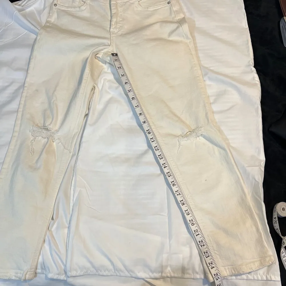 Oil or and the Letterpress White Distressed High‎ Rise Ripped Knee Jeans-6/27 - Image 4