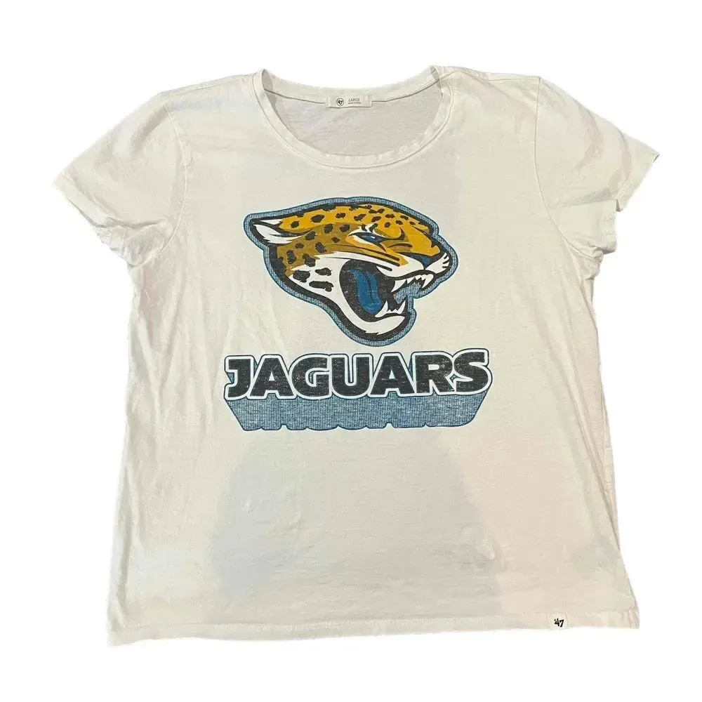 47‎ Women's Jacksonville Jaguars Sweet Spot Franklin White T-Shirt Size Large - Image 2