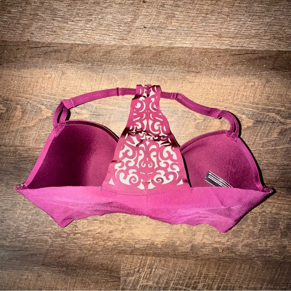 Victoria’s Secret Racerback Demi Front Closure Bra Maroon/ Burgundy Size 34DD - Image 3