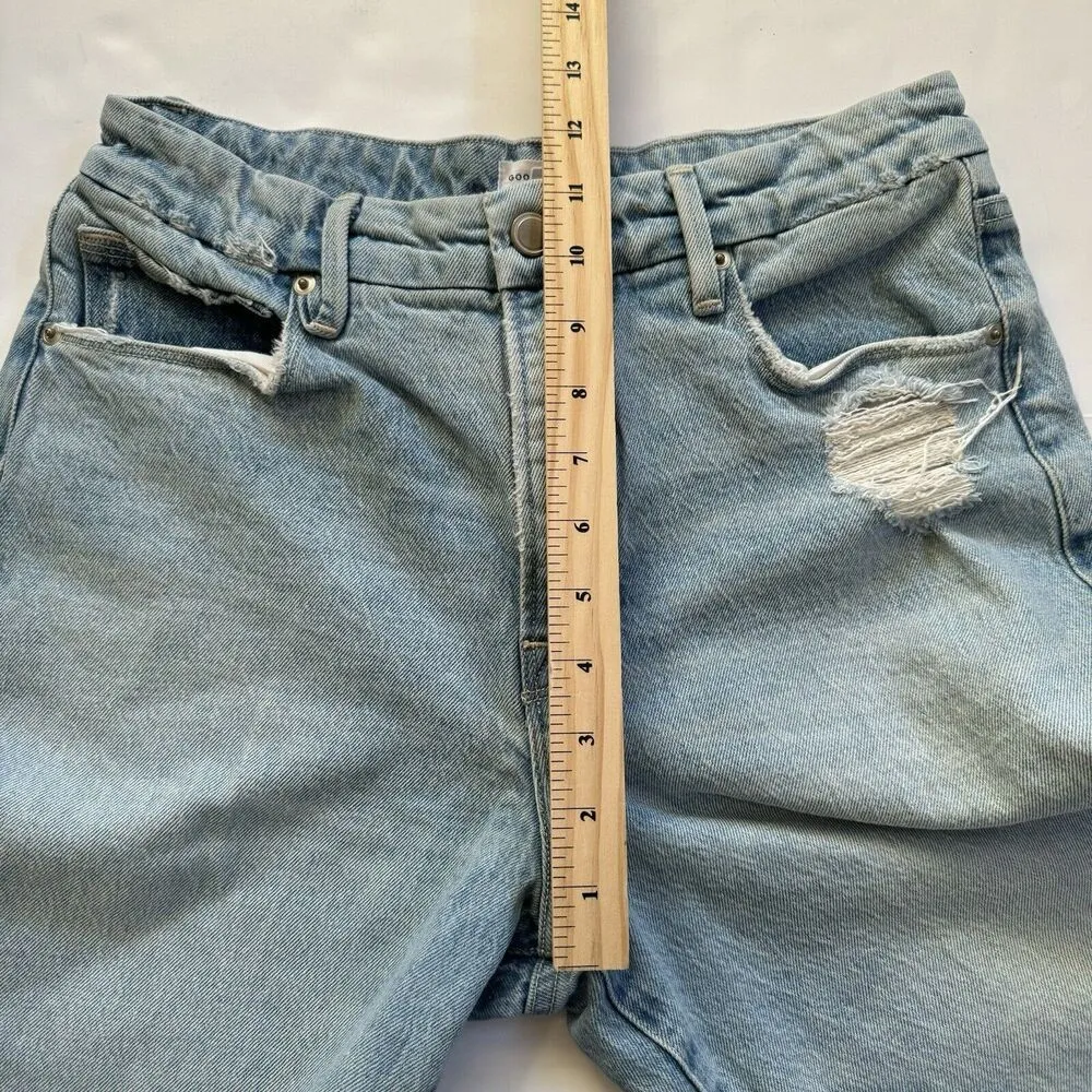 Good American GOOD MOM JEANS GM602T BLUE636 Size 2/26 Light Wash Distressed - Image 7