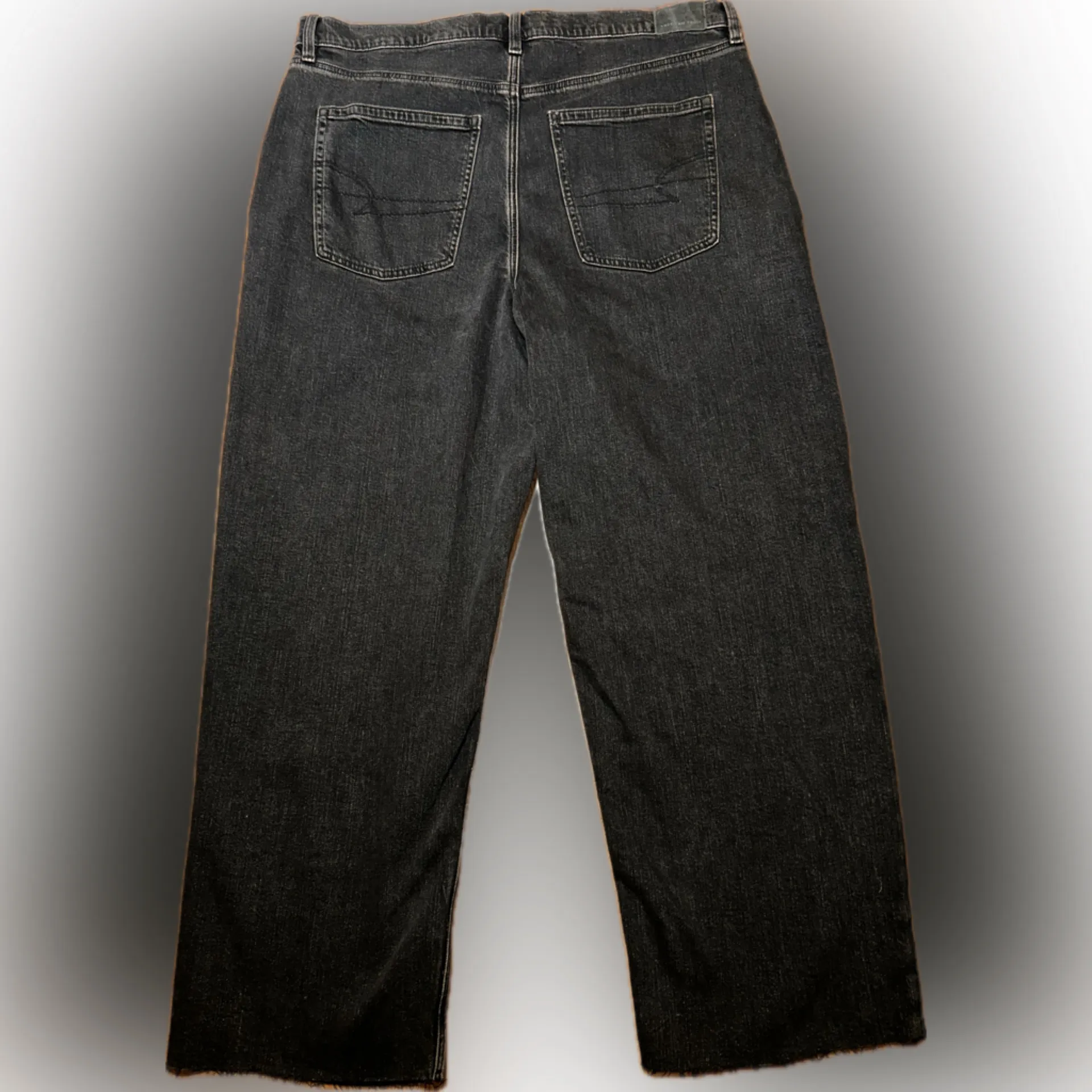 NWOT American Eagle Super High Waist Baggy Straight Leg Black Denim Jeans 16S - Image 6