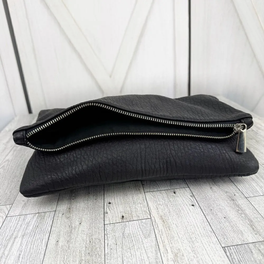 Express Faux Pebbled Leather Fold Over Shoulder Bag Black‎ Chain Strap - Image 5