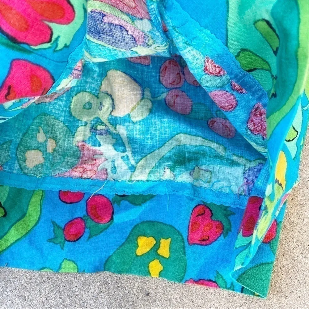 Vintage Fruit Print Skirt Blue Size 10 - Image 7