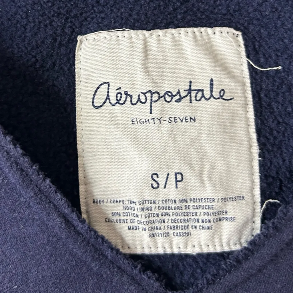 Vintage Aeropostale Women's Dark Blue and Purple Hoodie - Image 2