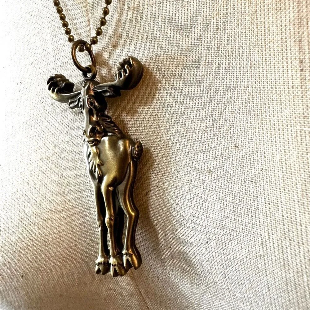 Moose long bronze tone pendant necklace - Image 4