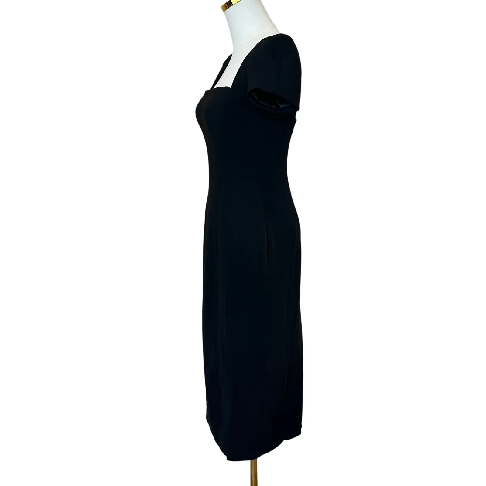 A.L.C. Black Cocktail Dress SIZE 0 Sheath Midi Chic Retro LBD Slit Designer $700 - Image 11