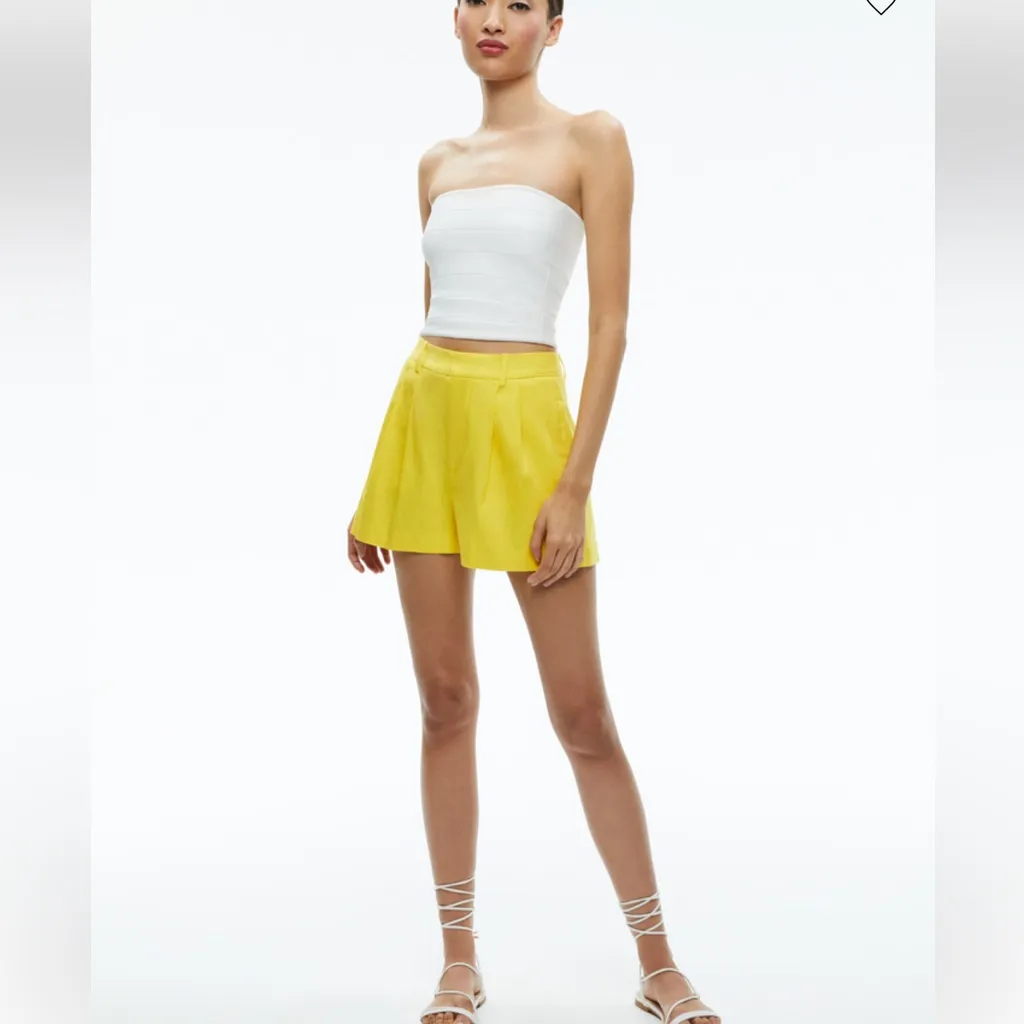 Alice + Olivia Conry Pleated Linen Blend Shorts - Image 3