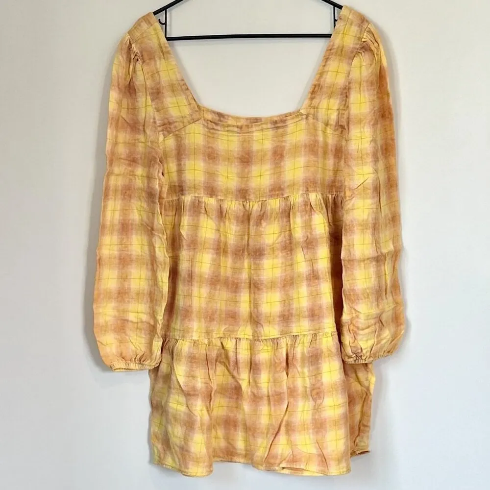 NWT bp Yellow Plaid Long Sleeve Mini Dress - Size: Medium - Image 2
