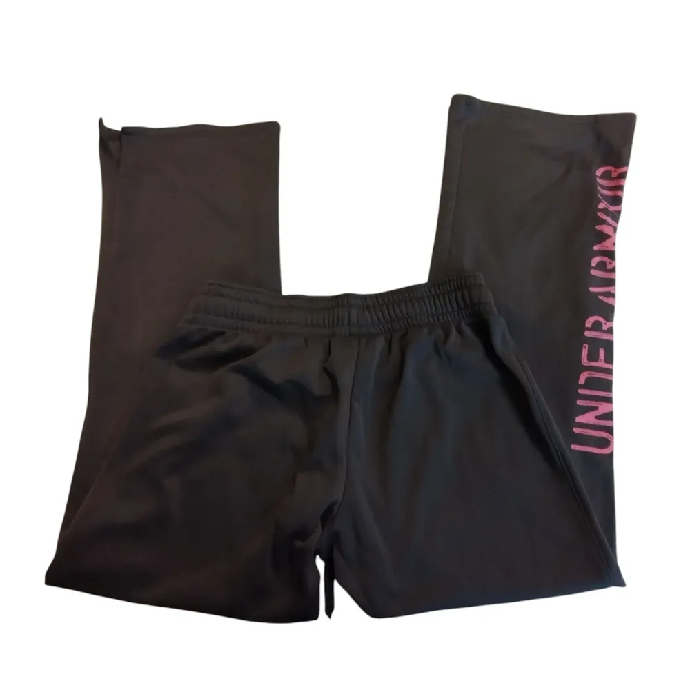 EUC Under Armour Gray Joggers with Pink Logo Sweatpants Fleece Lined SMALL - Image 2