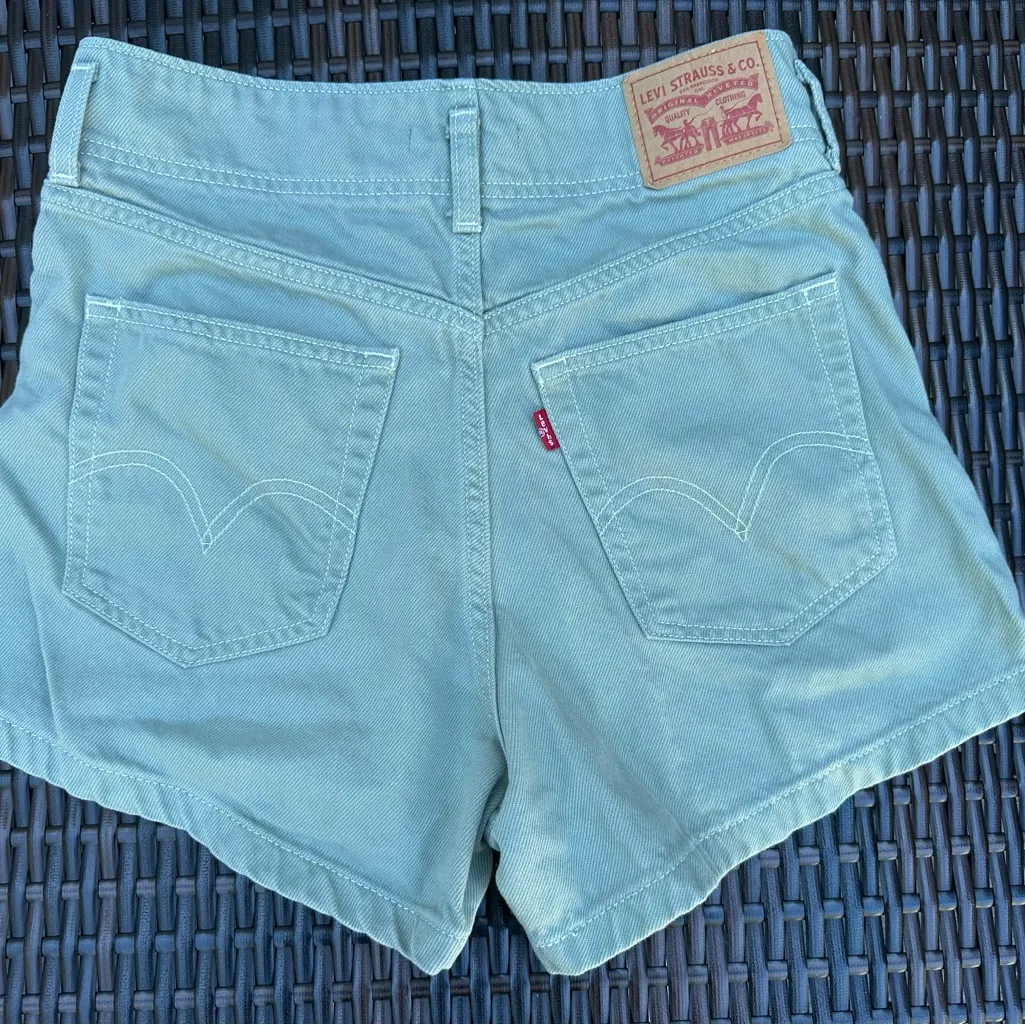 Levis High Waisted Mom Shorts Womens 28 Casual Mint Green - Image 2