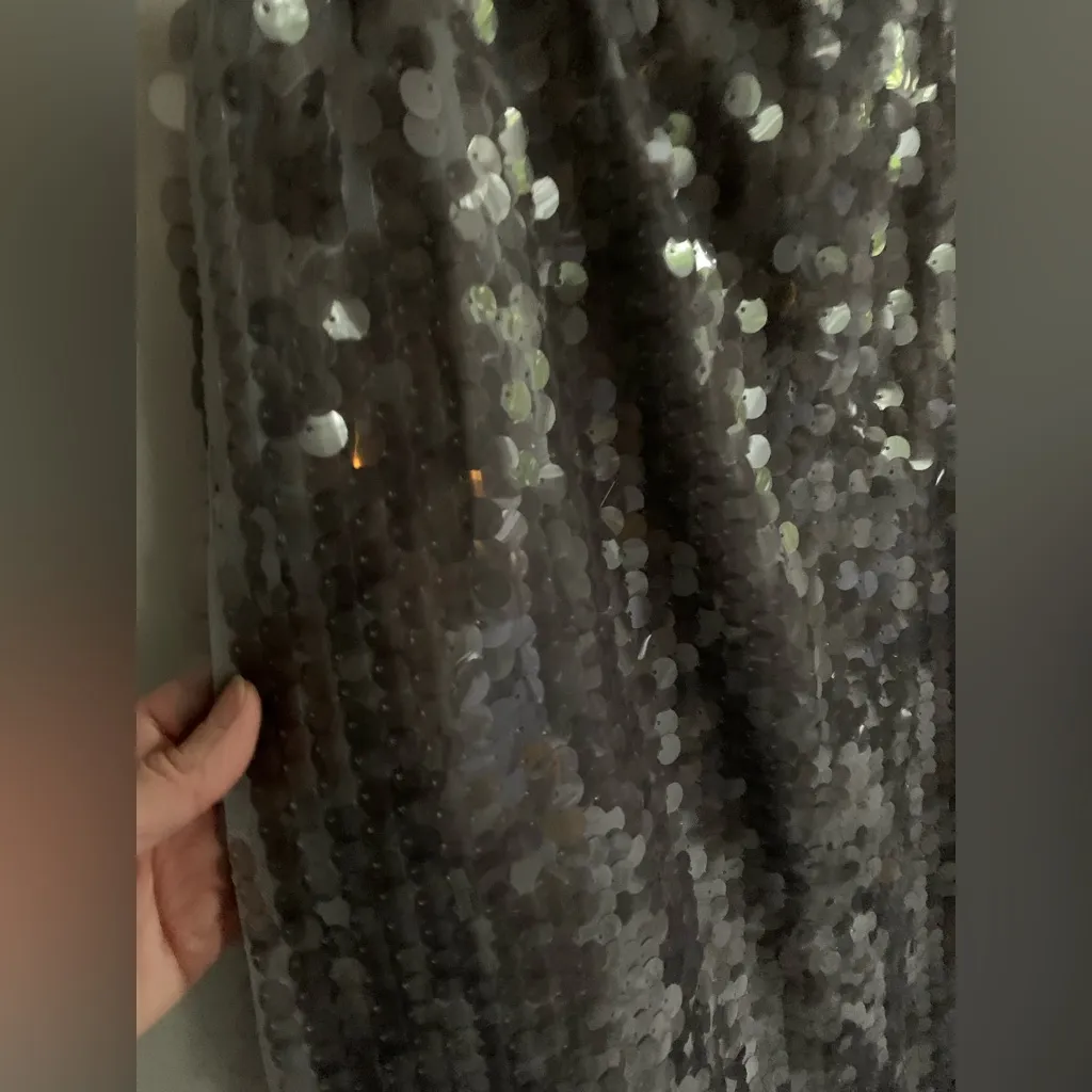 NEW with Tags Old Navy High Waisted Sequin Pencil Skirt Size M Cinder Smoke Gray - Image 4