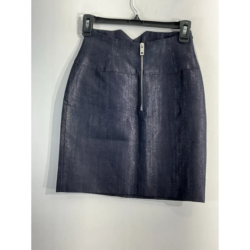 Talula Womans  Bustier Mini Skirt Size 0 Silver Indigo Back Zip NWT - Image 2