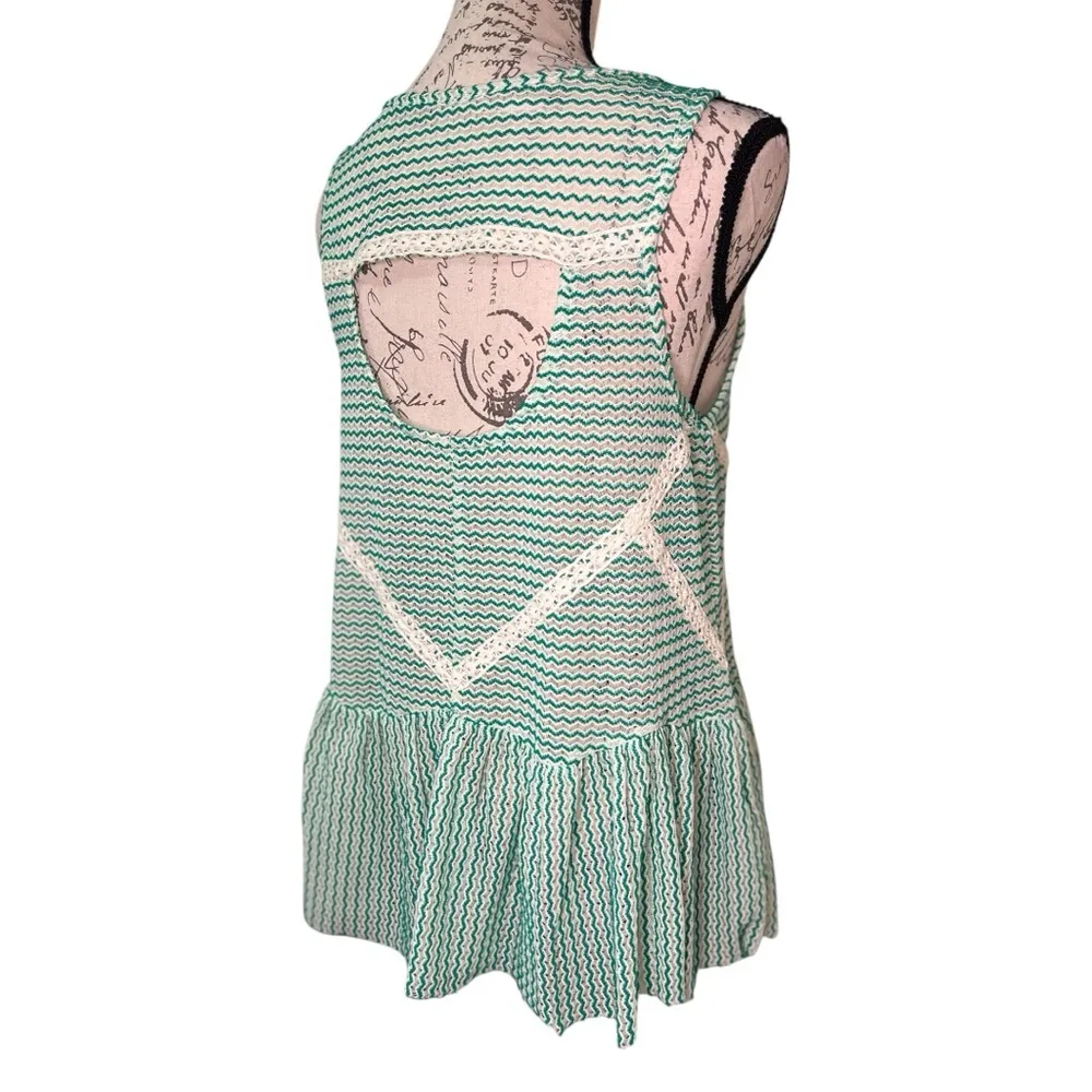 Free People Crochet Peplum Tank Top Green, White, Ivory and Lace is Exquisite - Image 10