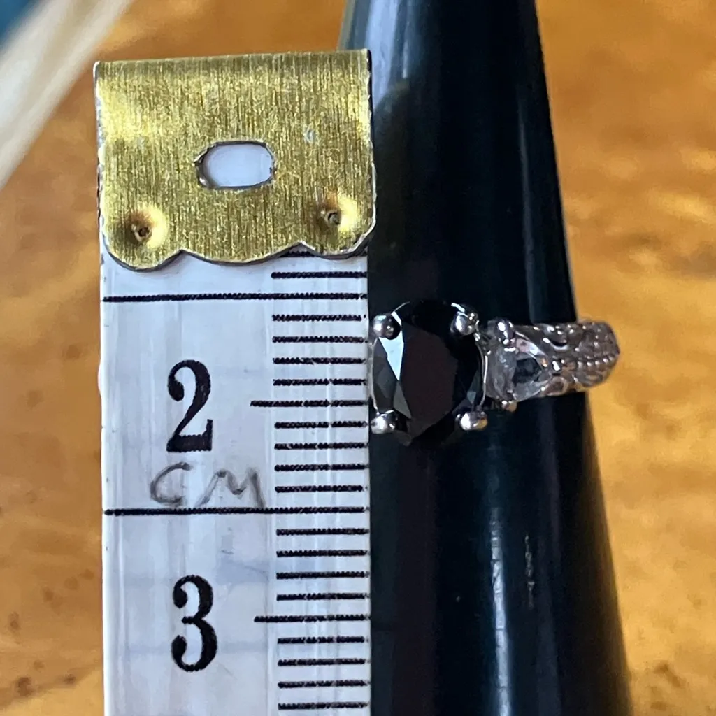 Natural Black Spinel Topaz Sterling Silver Ring Size 5 - Image 8