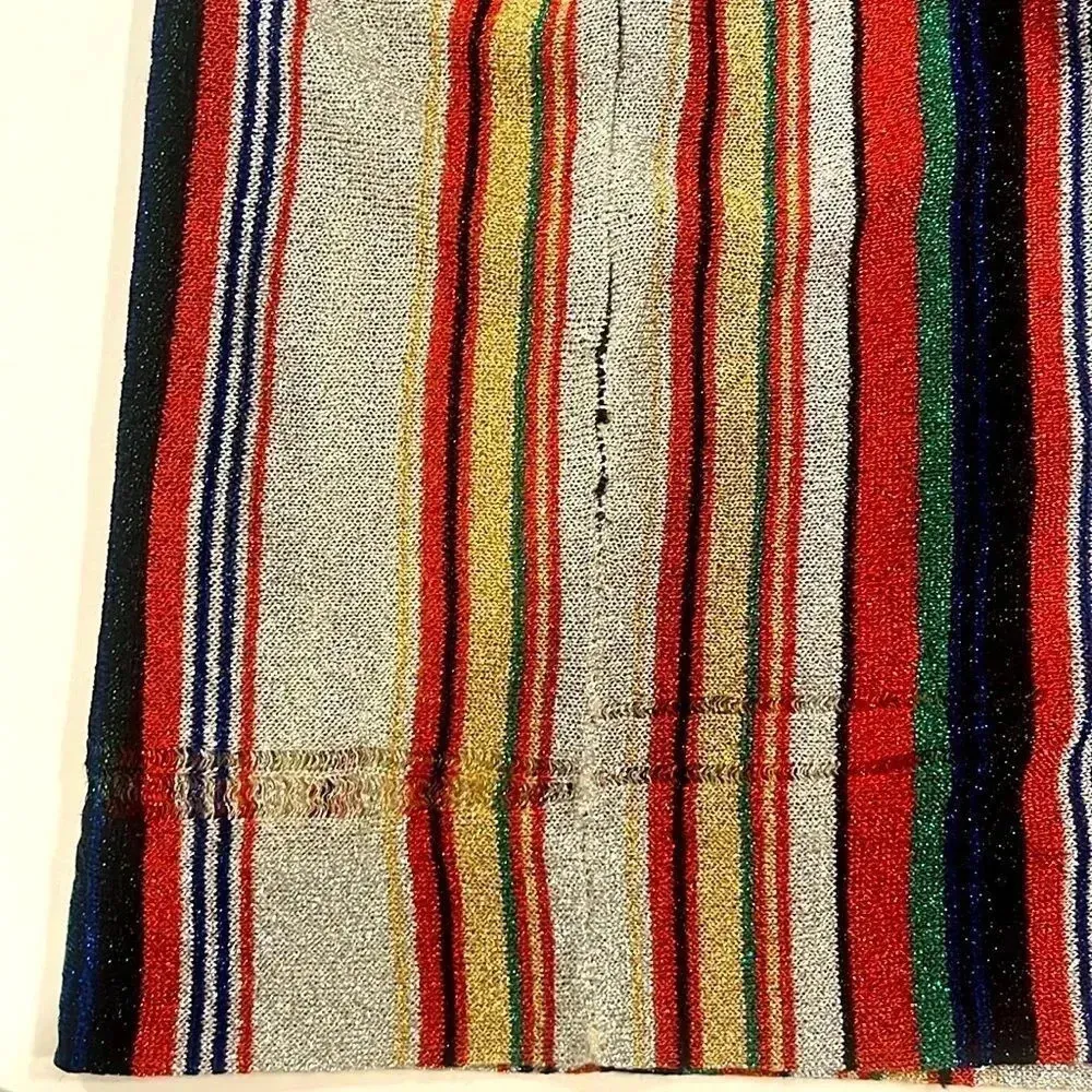 VTG 1970s Indie Sleaze Rainbow Authentic Disco Top Renee Tener for Outlander M Silver Size M - Image 5