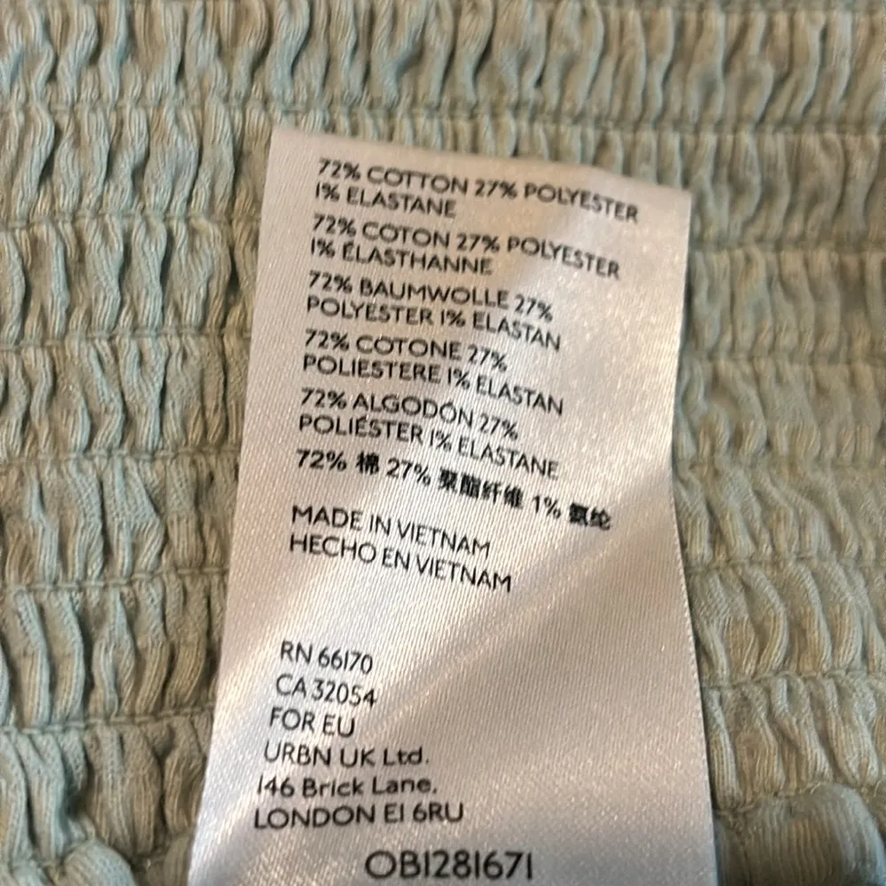 Anthropologie Rebecca Long Sleeve Smocked Waist Peasant Top Mint Green Size Med - Image 7