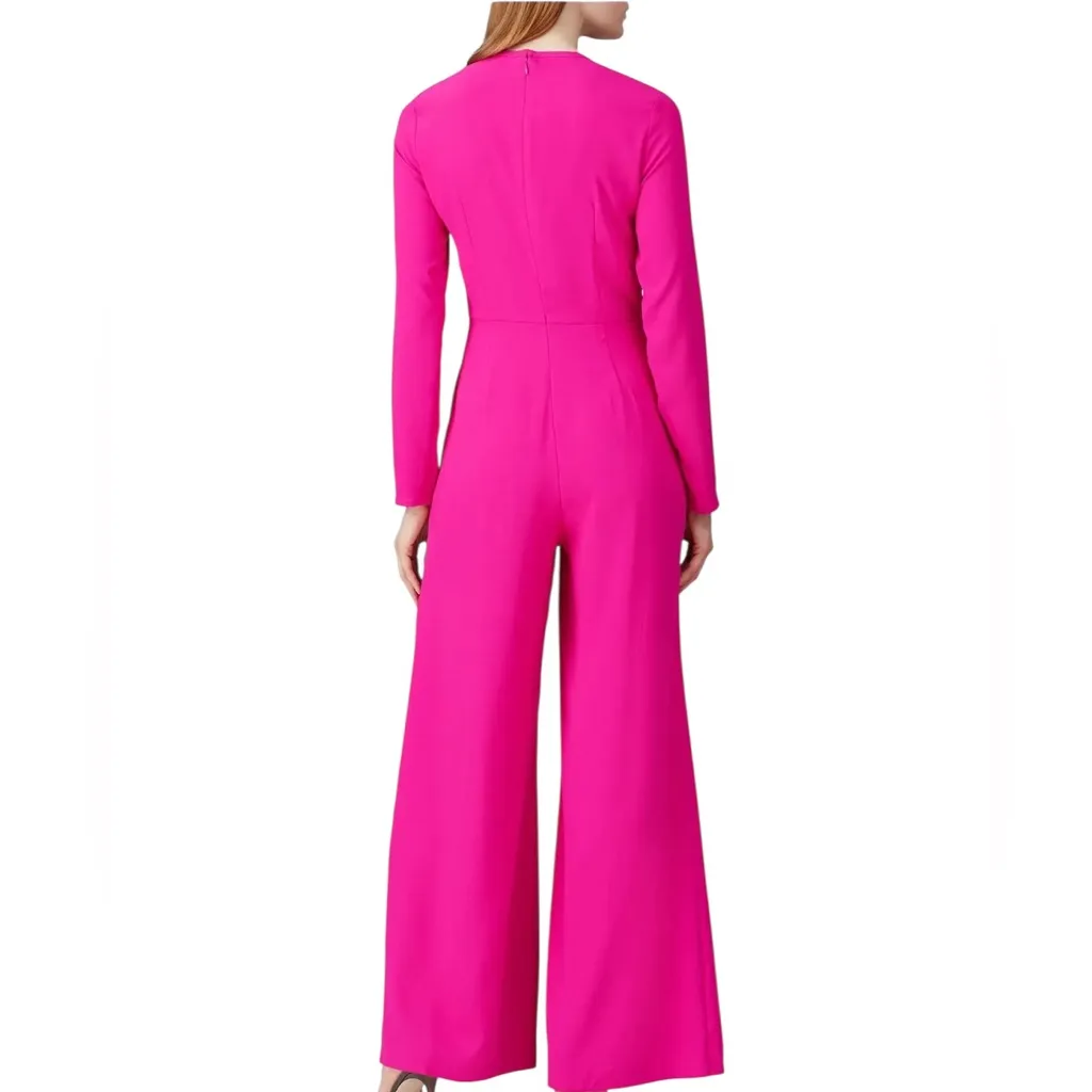 Adam Lippes Pink Jumpsuit Wide Leg Crew Neck Pockets size 6‎ Party Special Event - Image 4