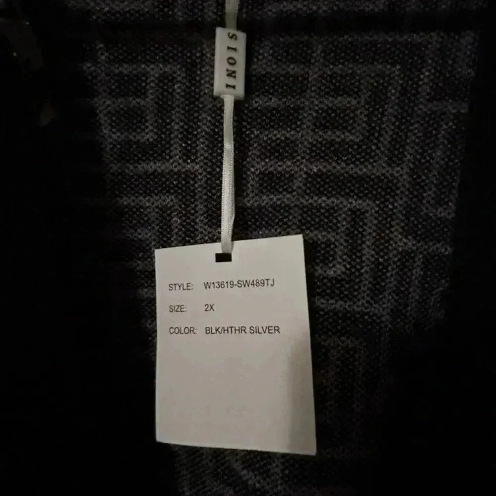 Sioni Women's 2XL Black Geometric Open Belted Long Cardigan Sweater NWT Size undefined - Image 3