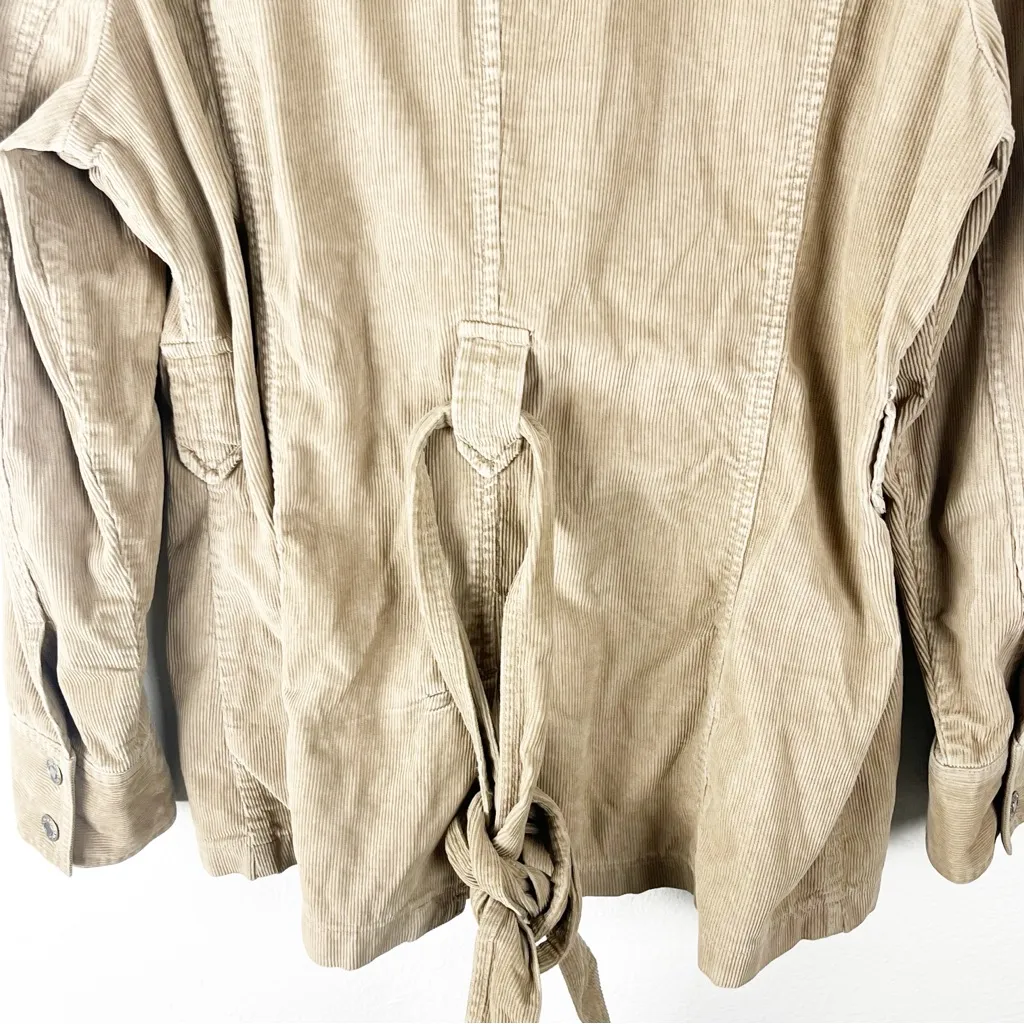 OLD NAVY Tan Corduroy Belted Waist Long Sleeves Chore Trucker Jacket, Size Large - Image 7
