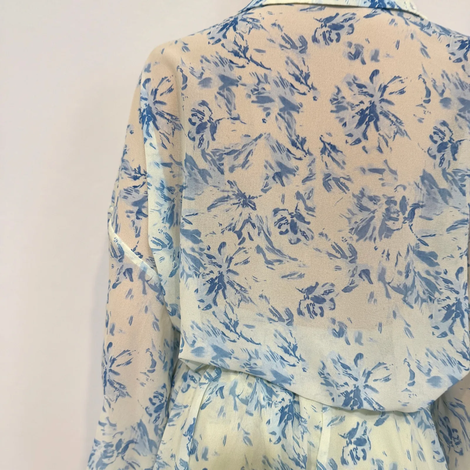 Dazy XL floral skirt and ruffle tie front blouse set outfit SK 3115 Blue - Image 8