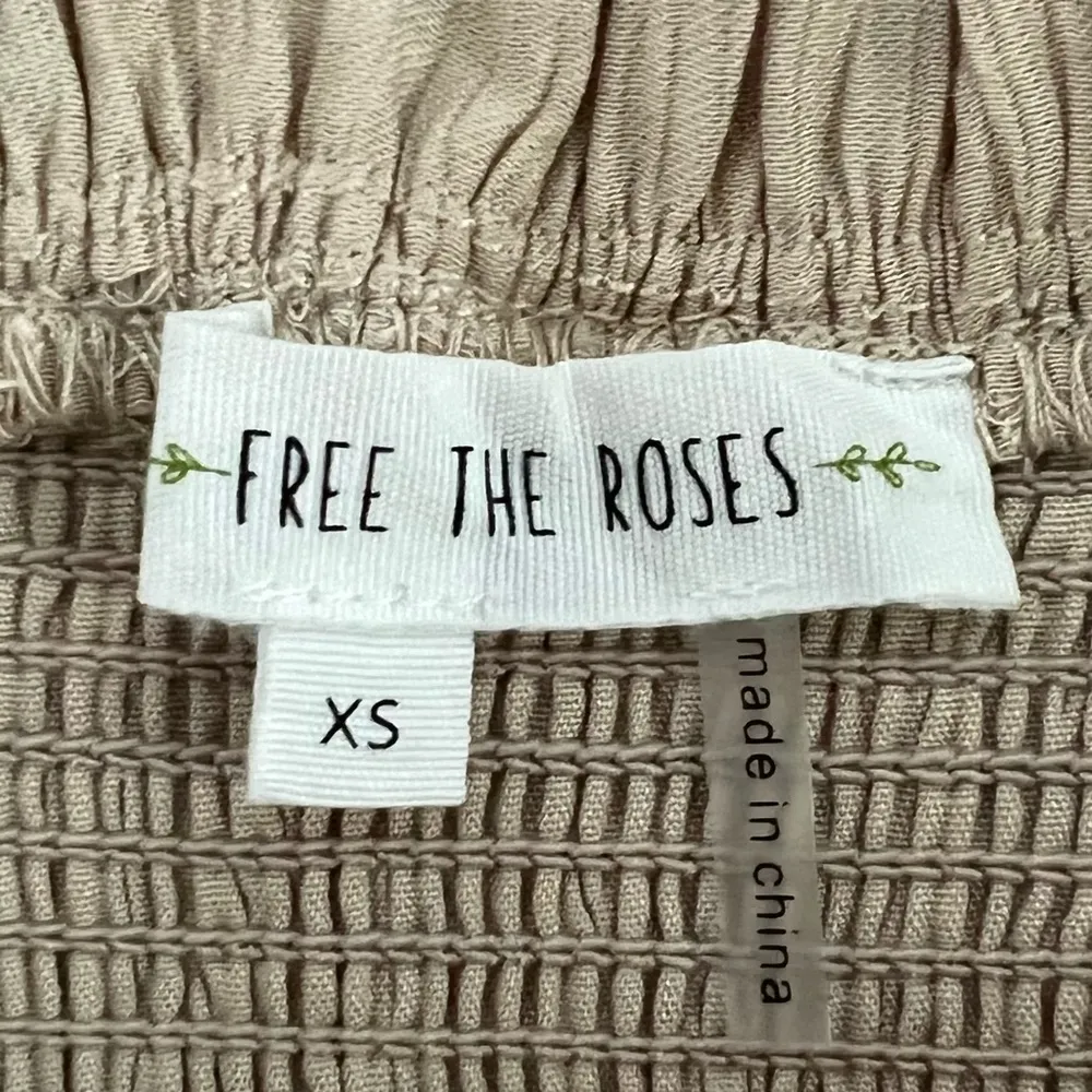 Anthropologie Free the Roses Tan Tiered Ruffle Smocked Waist Boho Mini Skirt - Image 4
