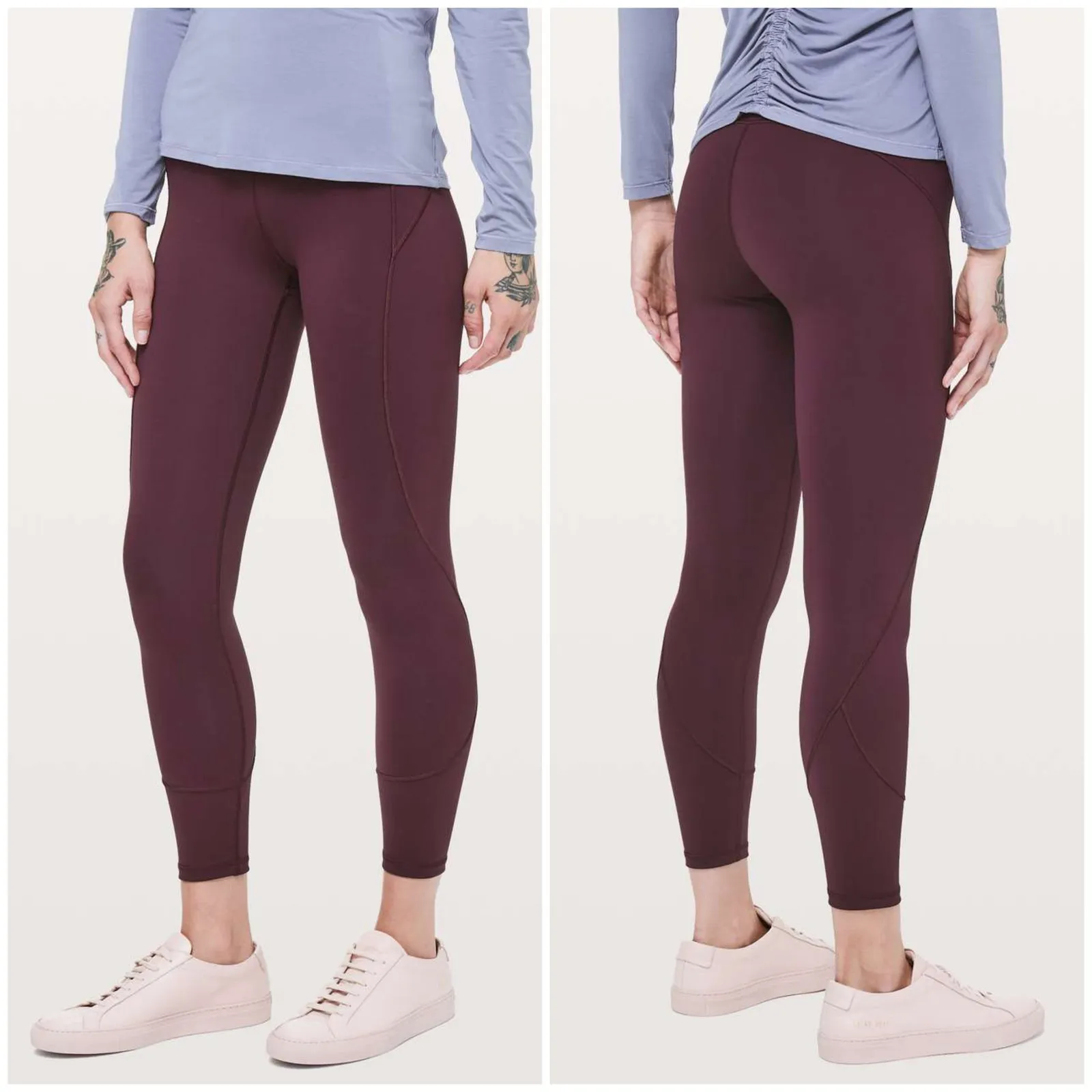 Lululemon In Movement 7/8 Tight Size 8 Everlux 25" Dark Adobe Red Gym Workout - Image 2