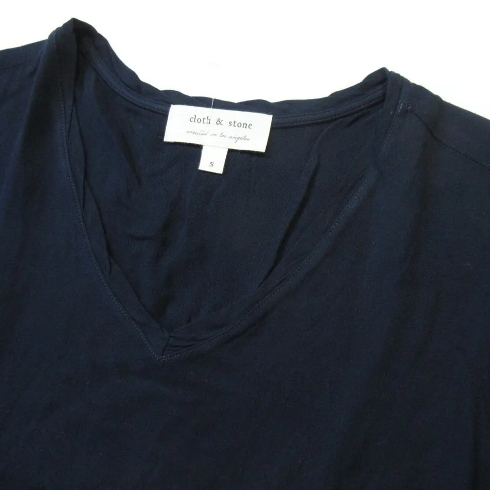 NWoT Anthropologie Cloth & Stone Carter Tee Tunic in Navy V-neck T-shirt Dress S - Image 3