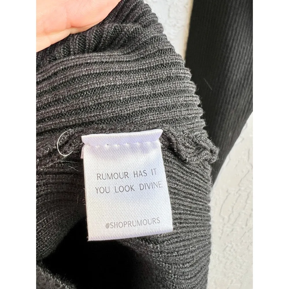 NWT Rumours Has It You Look Divine Ribbed Knit Mini Dress Black Women's Small - Image 4