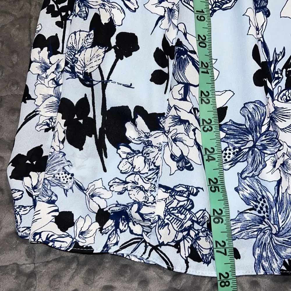 Express size 6 fit and flare strapless dress floral print blue black zips close - Image 8