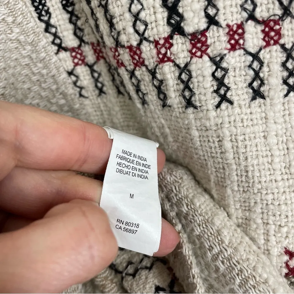 Lucky Brand Boucle Embroidered Zip-Up Jacket / Blazer Cream size M - Image 12